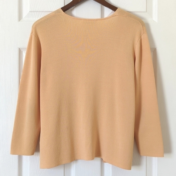 Studio 1 Y2K Vintage Thin Silky Floral Embellished Open Front Cardigan Peach 12 - Picture 10 of 11